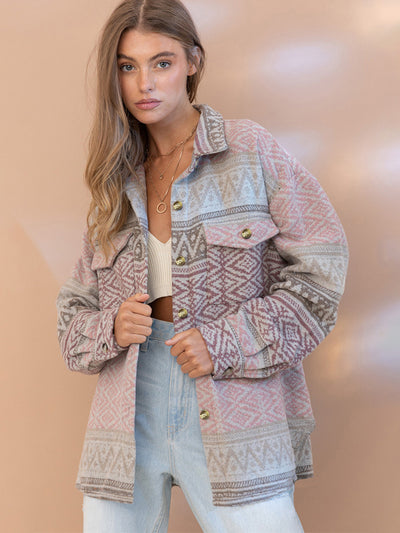 Women's Fashion Hot Selling Aztec Woolen Coat