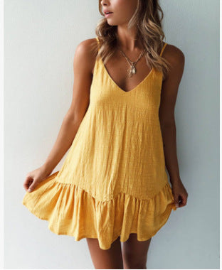 Strapless V-neck halter dress