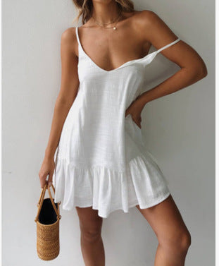 Strapless V-neck halter dress