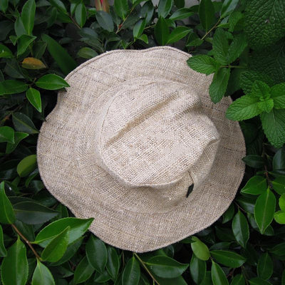 Hand-woven pure linen wide brim hat