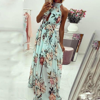 Printed halter dress