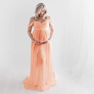 Maternity Photo Dress Front  Mopping Foor Long Skirt Dress