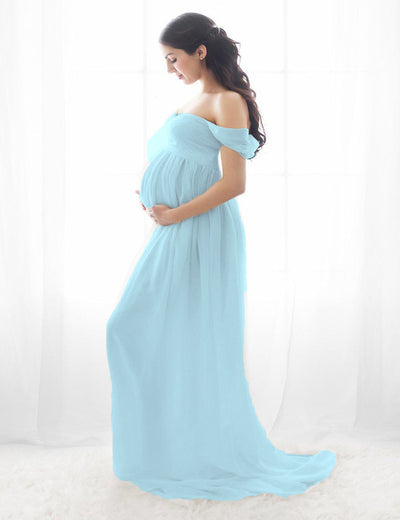 Maternity Photo Dress Front  Mopping Foor Long Skirt Dress