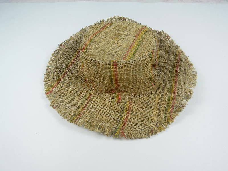 Hand-woven pure linen wide brim hat