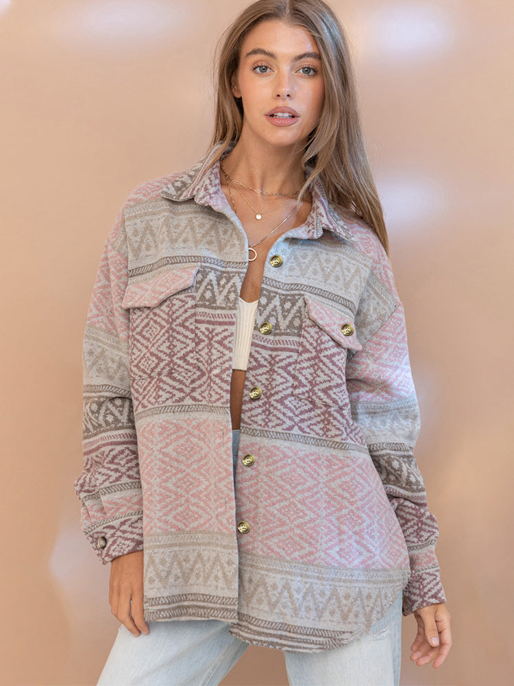 Women's Fashion Hot Selling Aztec Woolen Coat