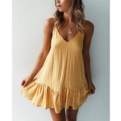 Strapless V-neck halter dress