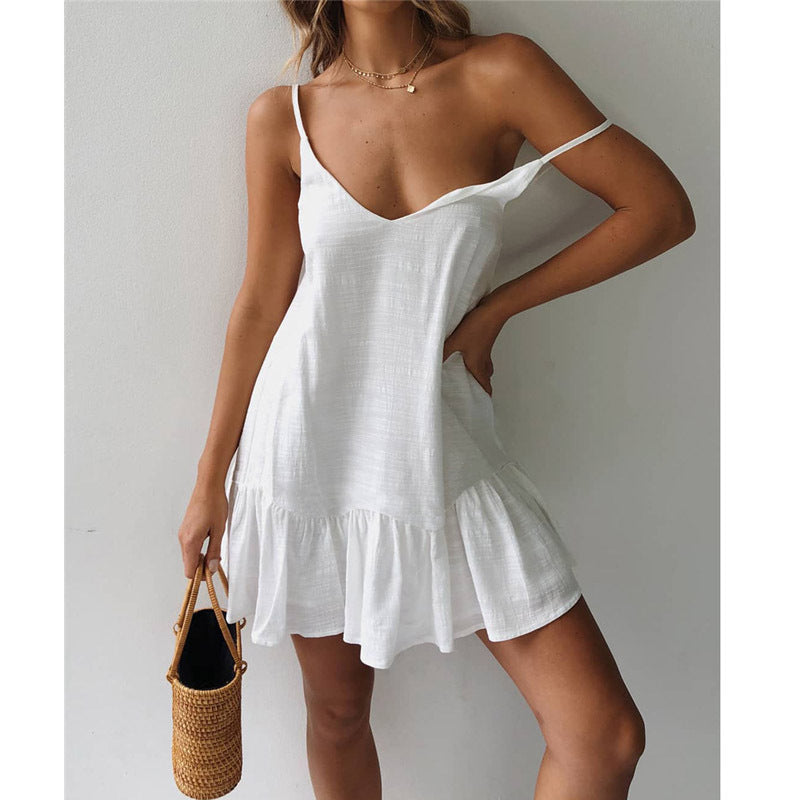 Strapless V-neck halter dress