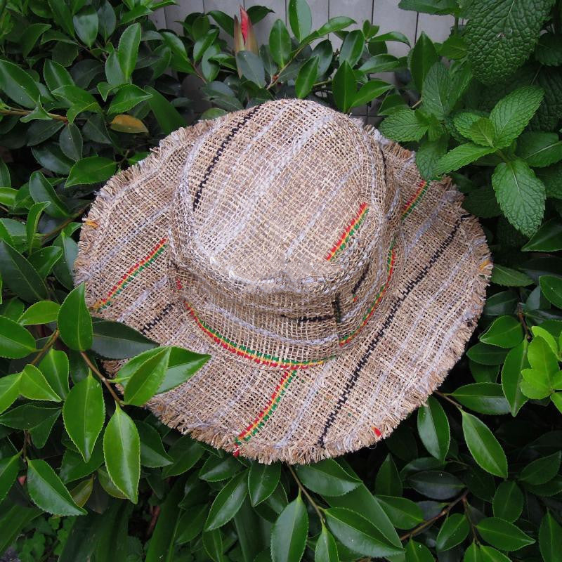 Hand-woven pure linen wide brim hat