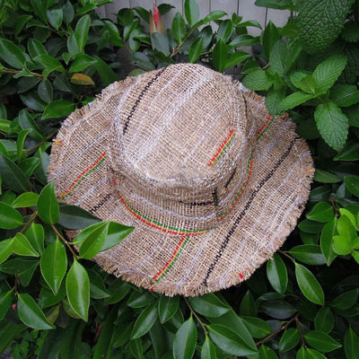 Hand-woven pure linen wide brim hat