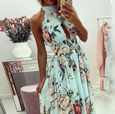 Printed halter dress