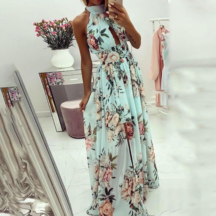 Printed halter dress