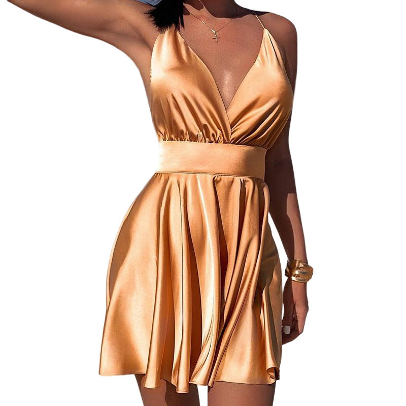 Women's High Waist Backless Tube Top Dress