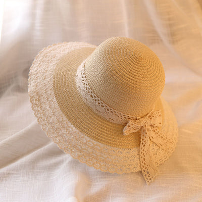 Hollow Lace Bow Fashion Seaside Holiday Bucket Hat